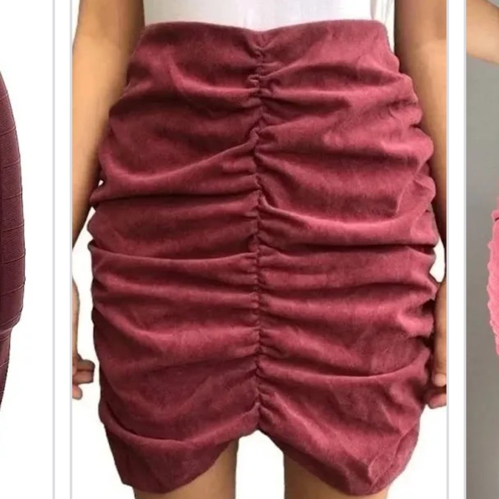 Zara Red Ruched Bubble Mini Skirt